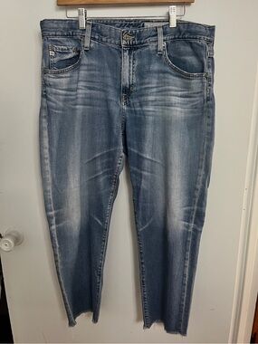 AG Adriano Goldschmied Women's Light Blue Washed Ex-BF Slim Straight Jeans